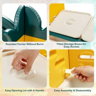 Costway 3-in-1 Kids Toy Storage Organizer Bookshelf Corner Rack w/ Plastic Bins 11 Costway 3-in-1 Kids Toy Storage Organizer Bookshelf Corner Rack w/ Plastic Bins - Image 9