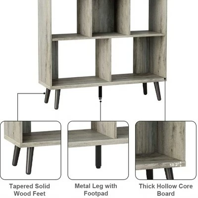 Bestier Mid Century Modern 7 Cube 3 Tier Semi Open Back Storage Organizer Bookcase for Living Rooms and Office Spaces 48.5 Inches, Walnut Gray 3 Bestier Mid Century Modern 7 Cube 3 Tier Semi Open Back Storage Organizer Bookcase for Living Rooms and Office Spaces 48.5 Inches, Walnut Gray