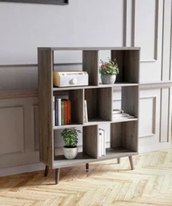 Bestier Mid Century Modern 7 Cube 3 Tier Semi Open Back Storage Organizer Bookcase for Living Rooms and Office Spaces 48.5 Inches, Walnut Gray 8 Bestier Mid Century Modern 7 Cube 3 Tier Semi Open Back Storage Organizer Bookcase for Living Rooms and Office Spaces 48.5 Inches, Walnut Gray -Bookshelves Sales Shop unnamed file 3003