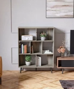 Bestier Mid Century Modern 7 Cube 3 Tier Semi Open Back Storage Organizer Bookcase for Living Rooms and Office Spaces 48.5 Inches, Walnut Gray 9 Bestier Mid Century Modern 7 Cube 3 Tier Semi Open Back Storage Organizer Bookcase for Living Rooms and Office Spaces 48.5 Inches, Walnut Gray -Bookshelves Sales Shop unnamed file 3004