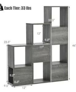 Costway Bookshelf Free Combination Bookcase Storage Organizer Display Shelf Gray