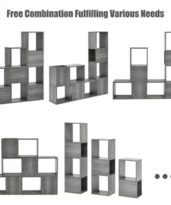 Costway Bookshelf Free Combination Bookcase Storage Organizer Display Shelf Gray -Bookshelves Sales Shop unnamed file 3008