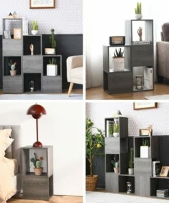 Costway Bookshelf Free Combination Bookcase Storage Organizer Display Shelf Gray -Bookshelves Sales Shop unnamed file 3010