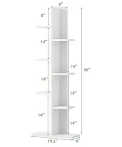 Costway Open Concept Bookshelf Plant Display Shelf Rack Storage Holder Wooden White