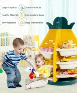 Costway Kids Toy Storage Organizer 360° Revolving Pineapple Shelf w/Plastic Bins -Bookshelves Sales Shop unnamed file 3024