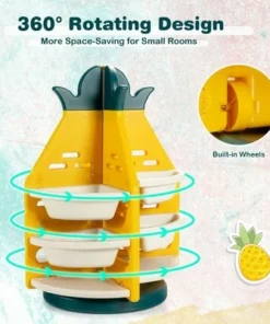 Costway Kids Toy Storage Organizer 360° Revolving Pineapple Shelf w/Plastic Bins -Bookshelves Sales Shop unnamed file 3025