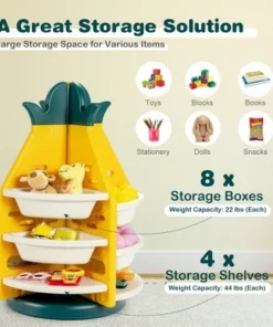 Costway Kids Toy Storage Organizer 360° Revolving Pineapple Shelf w/Plastic Bins -Bookshelves Sales Shop unnamed file 3026