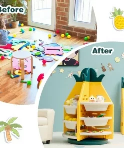 Costway Kids Toy Storage Organizer 360° Revolving Pineapple Shelf w/Plastic Bins -Bookshelves Sales Shop unnamed file 3029