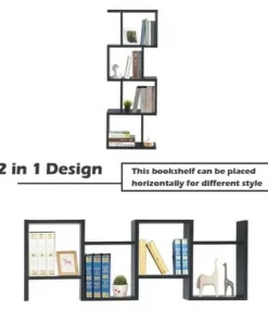 Costway 4-tier S-Shaped Bookcase Free Standing Storage Rack Wooden Display Decor Black 17 Costway 4-tier S-Shaped Bookcase Free Standing Storage Rack Wooden Display Decor Black -Bookshelves Sales Shop unnamed file 3049