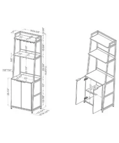 73.63" Moniave Bookcase with Wine Glass Rack Oak/Black - HOMES: Inside + Out -Bookshelves Sales Shop unnamed file 3054