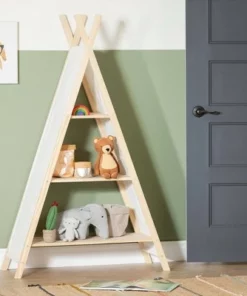 59.25" Sweedi Tent Shelving Unit Natural Cotton/Pine - South Shore