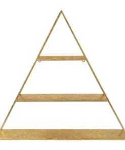 26.5" x 28" Tildan Three-Tier Triangle Wood and Metal Wall Shelf - Kate & Laurel All Things Decor Gold