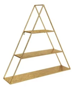 26.5" x 28" Tildan Three-Tier Triangle Wood and Metal Wall Shelf - Kate & Laurel All Things Decor Gold -Bookshelves Sales Shop unnamed file 3103