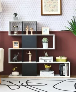 Costway 5-Tier Bookshelf Corner Ladder Bookcase Display Storage Rack Black White -Bookshelves Sales Shop unnamed file 3108