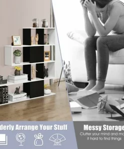 Costway 5-Tier Bookshelf Corner Ladder Bookcase Display Storage Rack Black White -Bookshelves Sales Shop unnamed file 3111