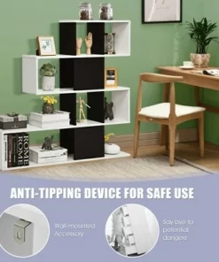 Costway 5-Tier Bookshelf Corner Ladder Bookcase Display Storage Rack Black White -Bookshelves Sales Shop unnamed file 3112