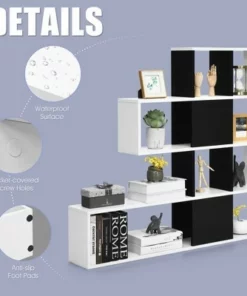 Costway 5-Tier Bookshelf Corner Ladder Bookcase Display Storage Rack Black White -Bookshelves Sales Shop unnamed file 3113