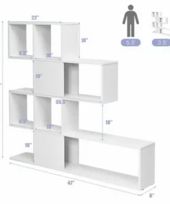 Costway 5-Tier Bookshelf Corner Ladder Bookcase Display Storage Rack White