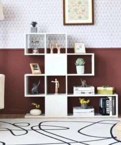 Costway 5-Tier Bookshelf Corner Ladder Bookcase Display Storage Rack White -Bookshelves Sales Shop unnamed file 3123