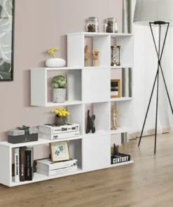 Costway 5-Tier Bookshelf Corner Ladder Bookcase Display Storage Rack White -Bookshelves Sales Shop unnamed file 3124