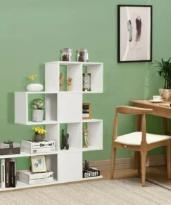 Costway 5-Tier Bookshelf Corner Ladder Bookcase Display Storage Rack White -Bookshelves Sales Shop unnamed file 3125