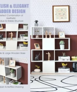 Costway 5-Tier Bookshelf Corner Ladder Bookcase Display Storage Rack White -Bookshelves Sales Shop unnamed file 3126