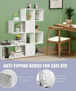 Costway 5-Tier Bookshelf Corner Ladder Bookcase Display Storage Rack White -Bookshelves Sales Shop unnamed file 3127