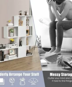 Costway 5-Tier Bookshelf Corner Ladder Bookcase Display Storage Rack White -Bookshelves Sales Shop unnamed file 3128