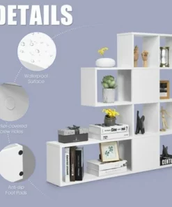 Costway 5-Tier Bookshelf Corner Ladder Bookcase Display Storage Rack White -Bookshelves Sales Shop unnamed file 3129