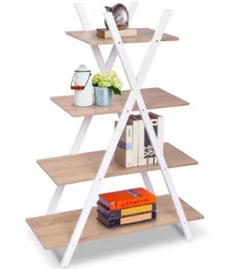 Costway 4-Tier Bookshelf Storage Display Shelves Bookcase Ladder X-Shape Brown/Black 15 Costway 4-Tier Bookshelf Storage Display Shelves Bookcase Ladder X-Shape Brown/Black -Bookshelves Sales Shop unnamed file 3136