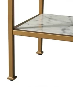 72" Marmo Large 5 Tier Display Shelf Faux Marble/Brass - Teamson Home