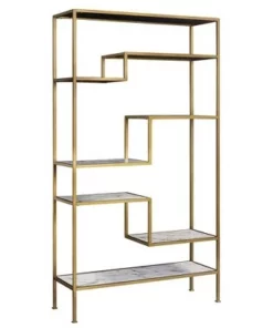72" Marmo Large 5 Tier Display Shelf Faux Marble/Brass - Teamson Home -Bookshelves Sales Shop unnamed file 3155
