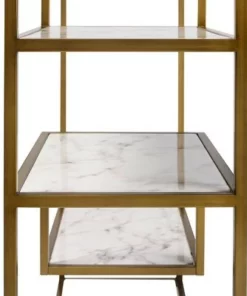 72" Marmo Large 5 Tier Display Shelf Faux Marble/Brass - Teamson Home -Bookshelves Sales Shop unnamed file 3157