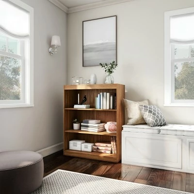 Hastings Home 3-Tier Open Front Bookshelf, Brown 5 Hastings Home 3-Tier Open Front Bookshelf, Brown - Image 3