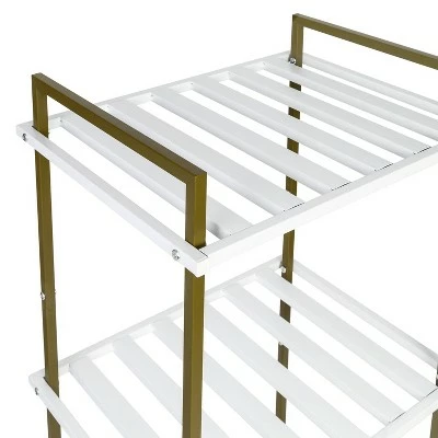 Honey-Can-Do 3 Tier Square Tube Shelf Olive and White 4 Honey-Can-Do 3 Tier Square Tube Shelf Olive and White - Image 2