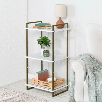 Honey-Can-Do 3 Tier Square Tube Shelf Olive and White 7 Honey-Can-Do 3 Tier Square Tube Shelf Olive and White - Image 5