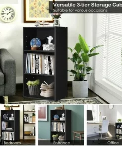 Costway 2 PCS 3 Tier Open Shelf Bookcase Multi-functional Storage Display Cabinet Black -Bookshelves Sales Shop unnamed file 318