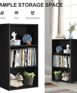 Costway 2 PCS 3 Tier Open Shelf Bookcase Multi-functional Storage Display Cabinet Black -Bookshelves Sales Shop unnamed file 319