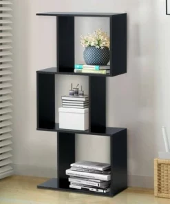 Costway 3-tier S-Shaped Bookcase Free Standing Storage Rack Wooden Display Decor Black 13 Costway 3-tier S-Shaped Bookcase Free Standing Storage Rack Wooden Display Decor Black -Bookshelves Sales Shop unnamed file 3220