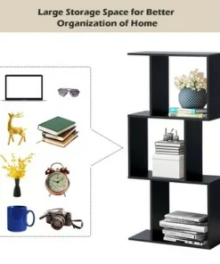 Costway 3-tier S-Shaped Bookcase Free Standing Storage Rack Wooden Display Decor Black 16 Costway 3-tier S-Shaped Bookcase Free Standing Storage Rack Wooden Display Decor Black -Bookshelves Sales Shop unnamed file 3223