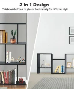 Costway 3-tier S-Shaped Bookcase Free Standing Storage Rack Wooden Display Decor Black 17 Costway 3-tier S-Shaped Bookcase Free Standing Storage Rack Wooden Display Decor Black -Bookshelves Sales Shop unnamed file 3224