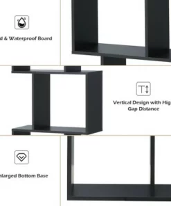 Costway 3-tier S-Shaped Bookcase Free Standing Storage Rack Wooden Display Decor Black 19 Costway 3-tier S-Shaped Bookcase Free Standing Storage Rack Wooden Display Decor Black -Bookshelves Sales Shop unnamed file 3226