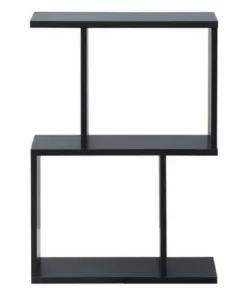 Costway 2-tier S-Shaped Bookcase Free Standing Storage Rack Wooden Display Decor Black -Bookshelves Sales Shop unnamed file 3231