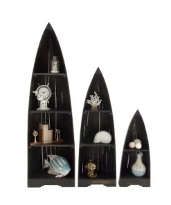 Set of 3 Coastal Wood Shelving Unit - Olivia & May Brown -Bookshelves Sales Shop unnamed file 3239