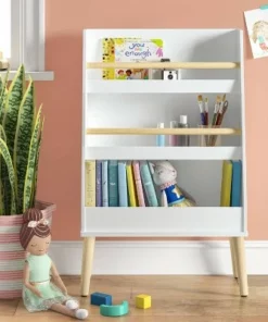 Modern Tall Three Shelf Bookshelf White - Pillowfort™