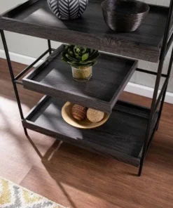 Caj Sliding Shelf Etagere Black - Southern Enterprises