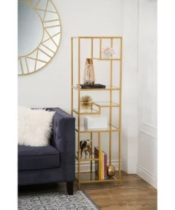 62" Rowledge Gold Glass Book Shelf Gold - Abbyson Living -Bookshelves Sales Shop unnamed file 3253