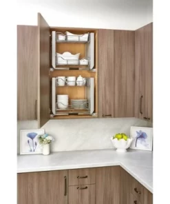 Rev-A-Shelf 5PD-24CRN 24-Inch Convenient Heavy-Duty 2-Tier Mounted Wall Cabinet Pull-Down Shelving System
