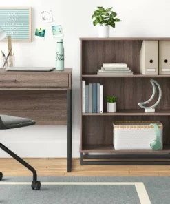 Mixed Material 3 Shelf Bookcase - Room Essentials™ Gray