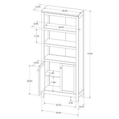 72" Carson 5 Shelf Bookcase with Doors - Threshold White 5 72" Carson 5 Shelf Bookcase with Doors - Threshold White - Image 3